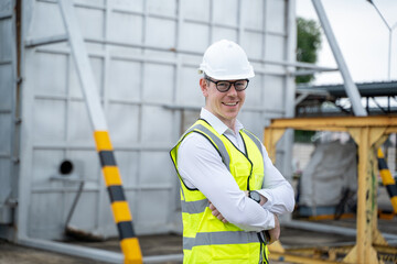 Aufkleber - Engineer working in the factory,They Work at the Heavy Industry Manufacturing Factory.