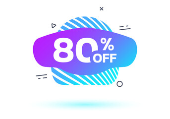 Canvas Print - 80 percent price off. sale abstract shape badge, sticker or label. discount, promotion banner templa