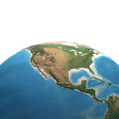 Canvas Print - high resolution satellite view of planet earth, focused on north america, usa, mexico, central ameri