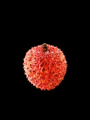 Canvas Print - Closeup of Lychee tropical fruit on a black background