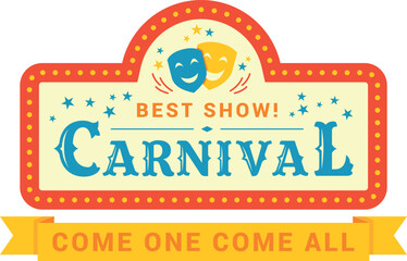 Carnival best show illuminated vintage sign with ribbon isometric vector illustration