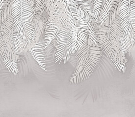 wallpaper leaves of palm trees. image for photo wallpapers. background with palm leaves.