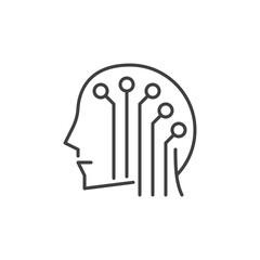 Poster - AI Head vector Brain Tech concept outline icon or symbol