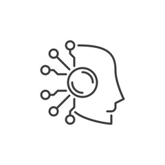 Poster - AI Head vector Artificial Intelligence Robot line icon - side view