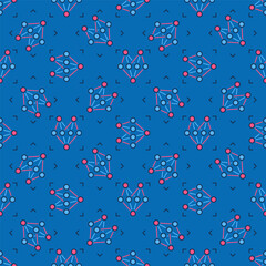 Poster - AI Neural Network Technology vector colored seamless pattern