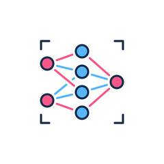 Poster - AI Neural Network Technology vector concept colored icon