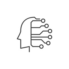 Poster - Artificial Intelligence Head vector Technology concept line icon