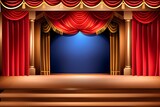Fototapeta  - stage with red curtains-Generate AI