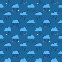 Sticker - Cloud with Neural Network Data vector colored seamless pattern