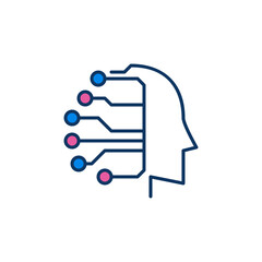 Poster - Digital Head vector Artificial Intelligence Technology concept colored icon