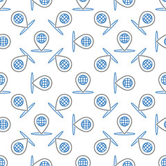 Sticker - Globe Geo Pin vector concept line seamless pattern