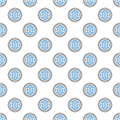 Sticker - Globe Target vector concept line seamless pattern