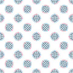 Poster - Globe with Round Arrows vector colored seamless pattern