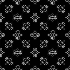 Poster - Neural Network Face Generation vector line dark seamless pattern
