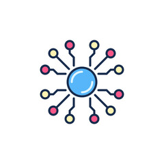 Poster - Round Neural Network Chip vector Digital Technology concept colored icon