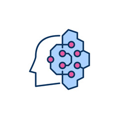 Poster - Vector AI Head with Circuits concept colored icon or sign