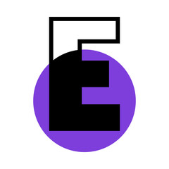 Poster - Alphabet Letter E with Purple Circle Shape as Geometric Font Vector Illustration