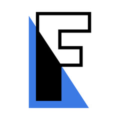Poster - Alphabet Letter F with Blue Triangle Shape as Geometric Font Vector Illustration