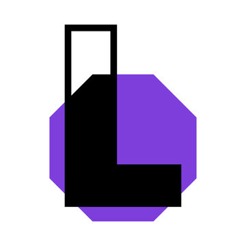 Alphabet Letter L with Purple Polygon Shape as Geometric Font Vector Illustration