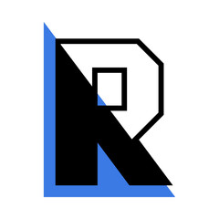Poster - Alphabet Letter R with Blue Triangle Shape as Geometric Font Vector Illustration