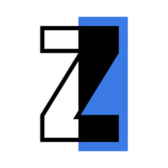 Poster - Alphabet Letter Z with Blue Rectangle Shape as Geometric Font Vector Illustration