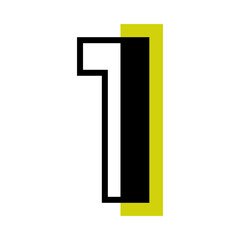 Aufkleber - Number One or Numeral with Green Rectangle Geometric Shape Vector Illustration