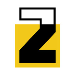Aufkleber - Number Two or Numeral with Yellow Square Geometric Shape Vector Illustration