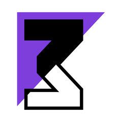 Aufkleber - Number Three or Numeral with Purple Triangle Geometric Shape Vector Illustration