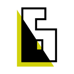 Aufkleber - Number Six or Numeral with Green Triangle Geometric Shape Vector Illustration
