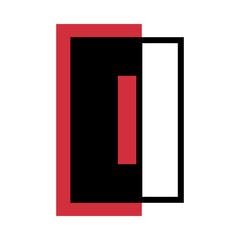 Aufkleber - Number Zero or Numeral with Red Rectangle Geometric Shape Vector Illustration