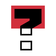 Poster - Question Mark or Interrogation Point with Red Rectangle Geometric Shape as Punctuation Mark Vector Illustration