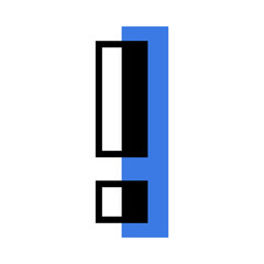 Poster - Exclamation Mark with Blue Rectangle Geometric Shape as Punctuation Mark Vector Illustration