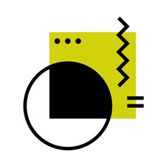 Aufkleber - Modern Black Geometric Shapes in Minimal Style and Basic Form with Green Square Vector Composition