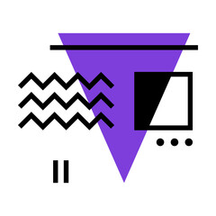Aufkleber - Modern Black Geometric Shapes in Minimal Style and Basic Form with Purple Triangle Vector Composition
