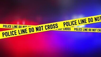 Fototapete - Police line do not cross concept for accident scene or crime scene animation loop