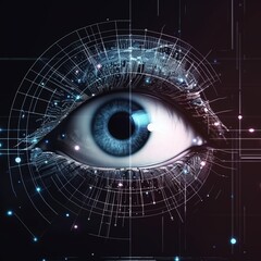 Poster - Human eye and high-tech concept, screening big tradingview and digital transformation technology. generative ai