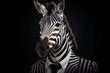 a close up of a zebra wearing a suit and tie, generative AI
