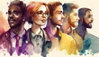 © Stock'd  - group of diverse people in watercolor isolated on white, made with generative ai