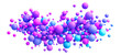 Abstract composition with dreamy blue pink purple vibrant neon gradient random flying spheres isolated on transparent background. Colorful neon matte soft balls in different sizes. PNG file