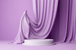 A purple wall with a large purple curtain that podium on it Generative ai