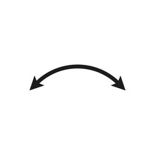 Dual Semi Circle Arrow. Vector Illustration. Semicircular Curved Thin Long Double Ended Arrow.	