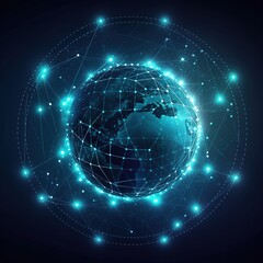 Poster - concept of a world network. on a world map. worldwide network Earth. generative ai