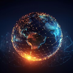 Poster - connectivity to a global network. e-commerce, digital connection technology, the world map notion of global business, and big data analytics and business concept. generative ai