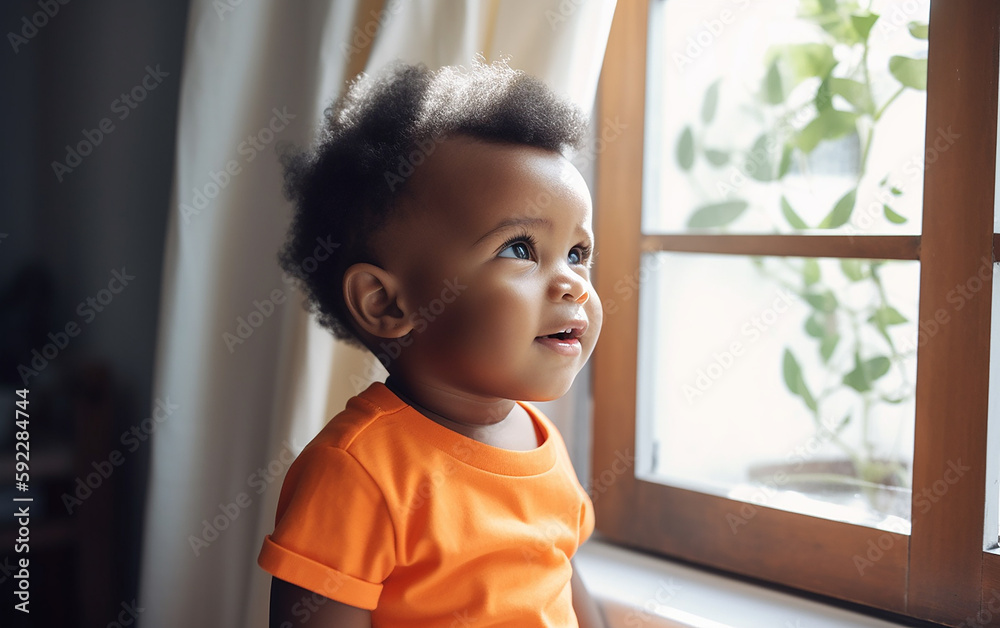 Black dark-skinned african american cute happy smiling boy portrait at ...