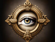All seeing eye , illuminati symbol in triangle with light Eye of Providence Generative AI