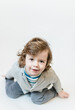 © Emanuele Capoferri - Close-up portrait of child lovely sweet curious cheerful cheery smart clever boy fantasize copy space isolated white color background