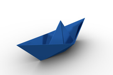 Canvas Print - Blue origami paper boat