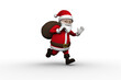 © vectorfusionart - Cartoon Santa running with sack