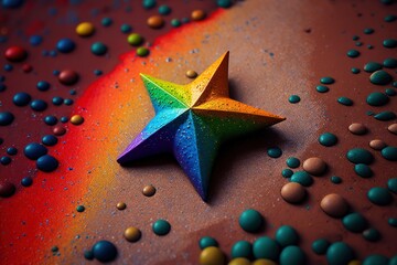 Sticker - Distant star against a multicolored background Generative AI