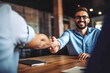 canvas print picture - Business Bewerbungsgespräch Handschlag oder Hände schütteln - Thema Bewerbungsgespräch, Deal, Vertrag oder Karriere - Generative AI